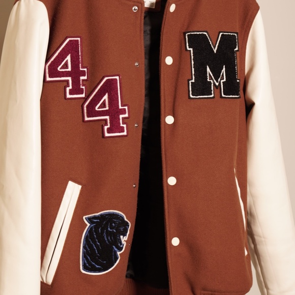 Bershka Varsity Jacket M – Brown/White – Classic College Letterman Style - Picture 7 of 9